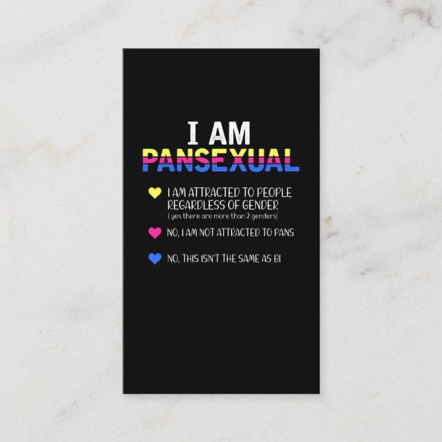 Pansexual Pride LGBT Equal Rights Business Card (Front)