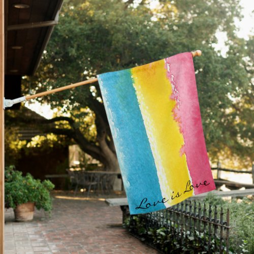 Pansexual Pride LGBTQ Love is Love Rainbow House Flag