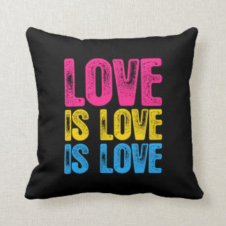 Pansexual Pride Love is Love is Love Throw Pillow