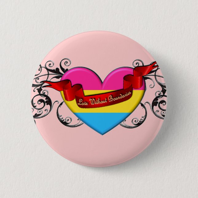 Pansexual Pride: Love Without Boundaries Pinback Button (Front)