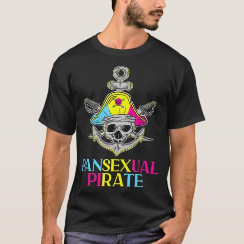 Pansexual Pride Pirate LGBTQ Month Pans Flag Color T_Shirt