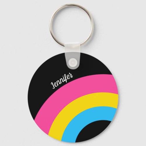 Pansexual Pride Rainbow Flag Monogram Keychain