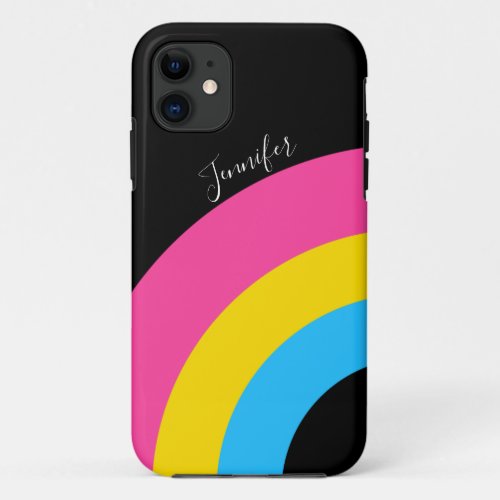 Pansexual Pride Rainbow Flag Pretty Monogram iPhone 11 Case