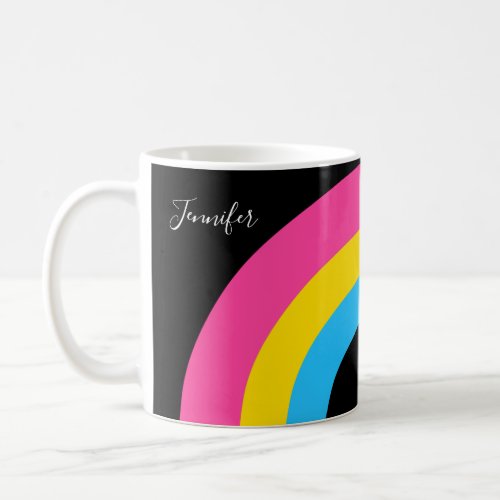 Pansexual Pride Rainbow Flag Pretty Monogram Coffee Mug