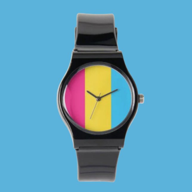 Pansexual Pride Silicone Strap Watch: Bold & Vibra Watch (Creator Uploaded)