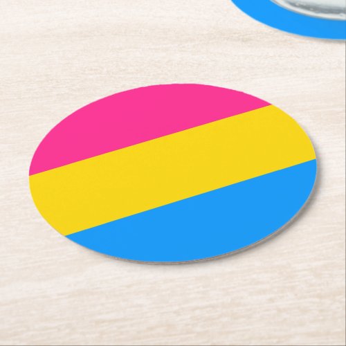 Pansexual Pride Stripes Round Paper Coaster