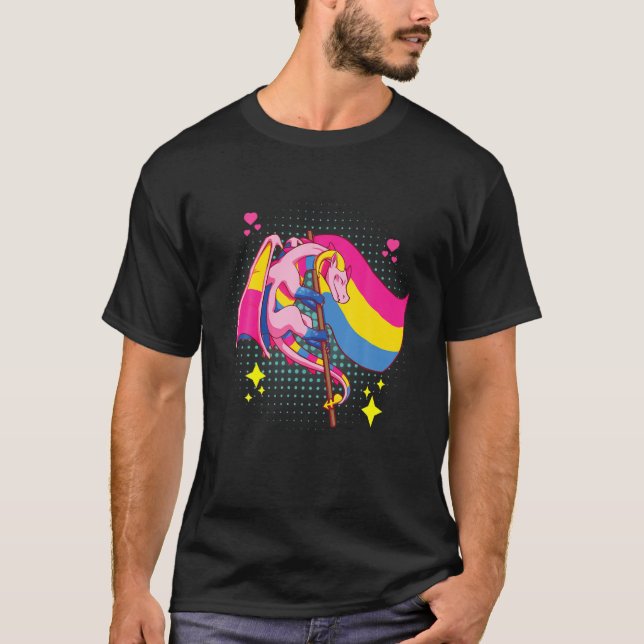 Pansexual Pride Stuff Pan Dragon Video Game Geek T-Shirt (Front)