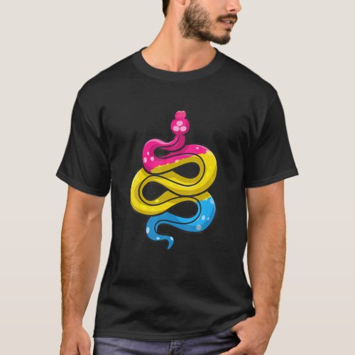 Pansexual Pride Stuff Pan Flag Colors Snake Reptil T_Shirt
