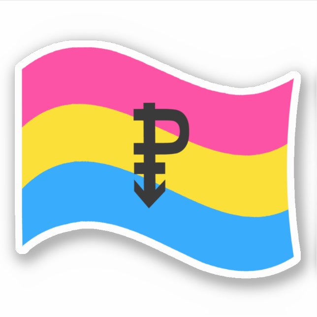 Pansexual Pride Symbol Wavy Flag Sticker (Front)