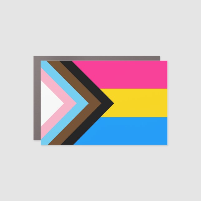 Pansexual Progress Pride Colors Car Magnet (Front)