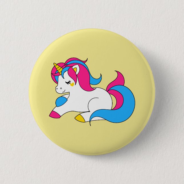 Pansexual unicorn pinback button (Front)
