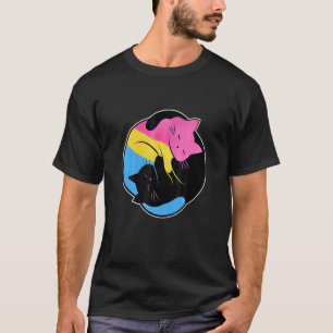 Pansexual Yin Yang Cat Pan Pride Flag Lgb Gay Subt T-Shirt