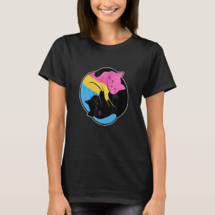 Pansexual Yin Yang Cat Pan Pride Flag Lgb Gay Subt T-Shirt