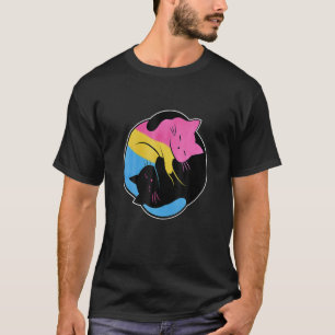 Pansexual Yin Yang Cat Pan Pride Flag Lgb Gay Subt T-Shirt