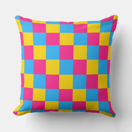 Pansexuality colors checkered pattern throw pillow