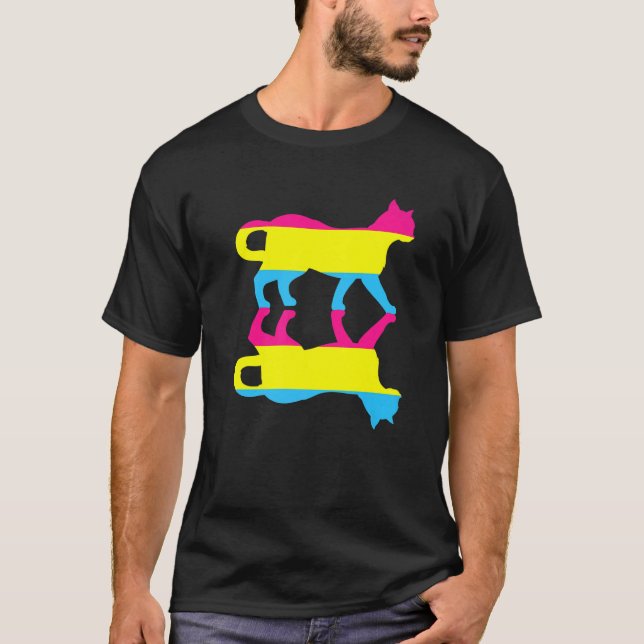 Pansexuality Flag Animal Cat Human Rights Lgbt Pan T-Shirt (Front)