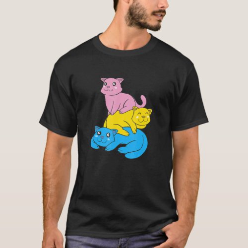 Pansexuality Flag Cats Pan Pride Color T_Shirt