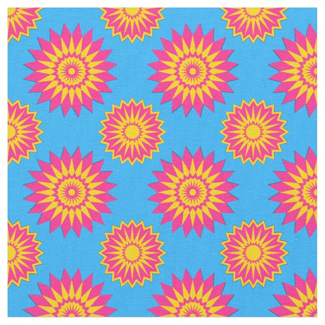 Pansexuality pride colors /blue flower pattern fabric (Close Up)