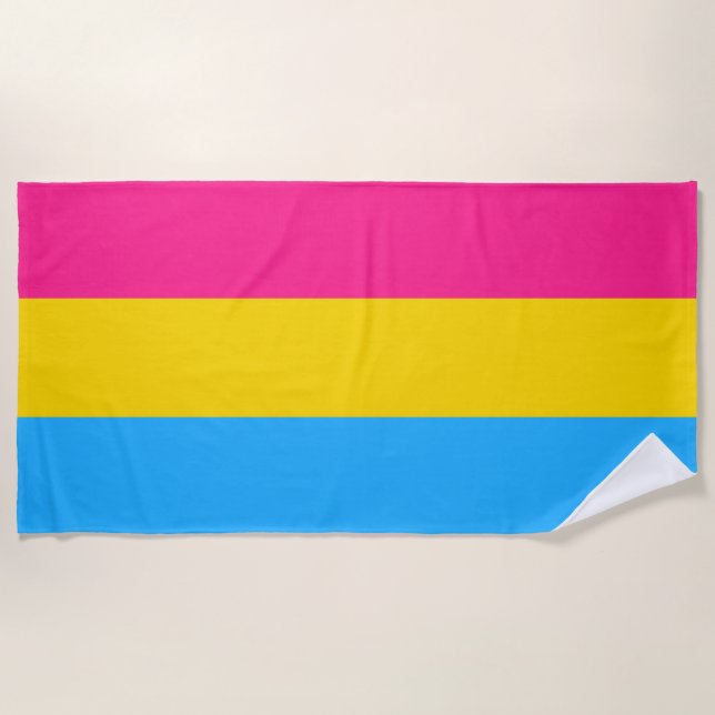 Pansexuality pride flag beach towel (Front)