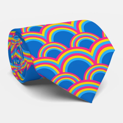 Pansexuality pride flag  blue rainbow pattern neck tie