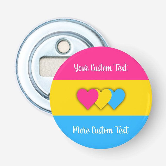 Pansexuality pride flag with text bottle opener (Front)
