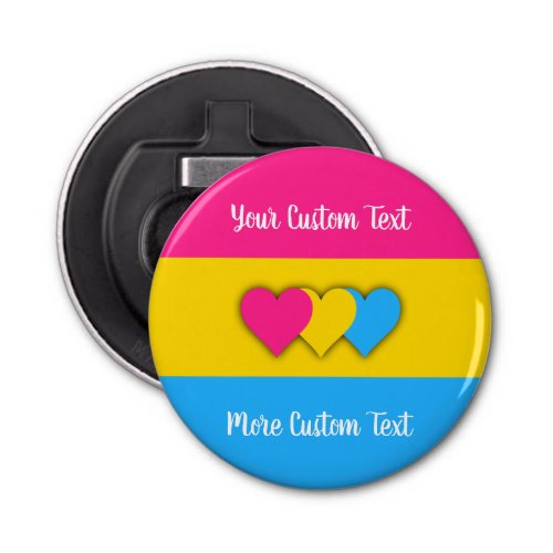 Pansexuality pride flag with text bottle opener