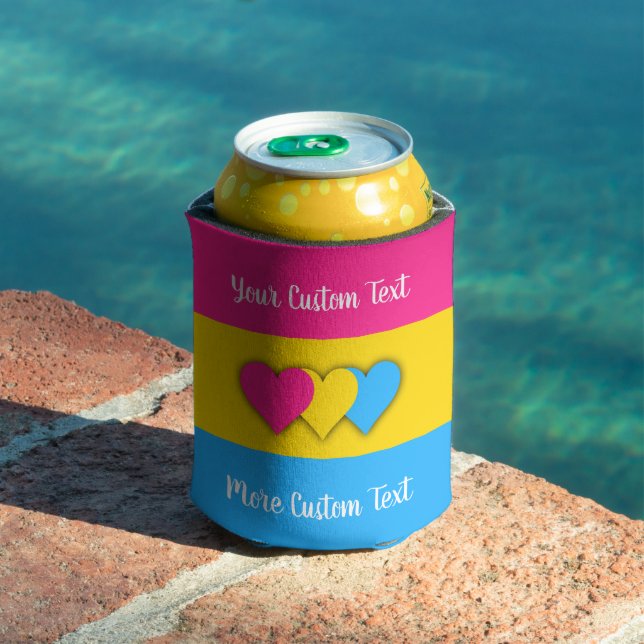 Pansexuality pride flag with text can cooler (In Situ Pool)