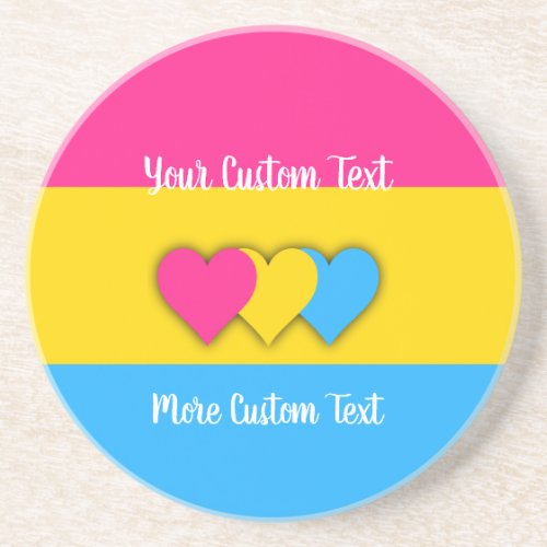 Pansexuality pride flag with text coaster
