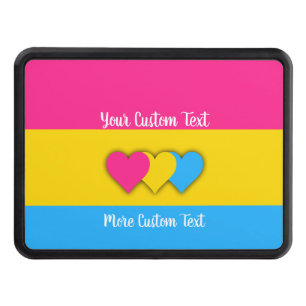 Pansexuality pride flag with text hitch cover