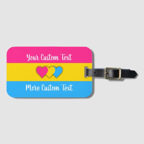 Pansexuality pride flag with text luggage tag