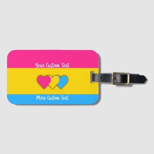 Pansexuality pride flag with text luggage tag