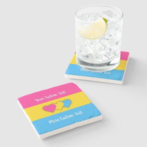 Pansexuality pride flag with text  stone coaster