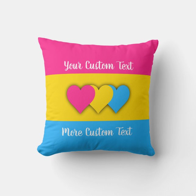 Pansexuality pride flag with text throw pillow (Front)