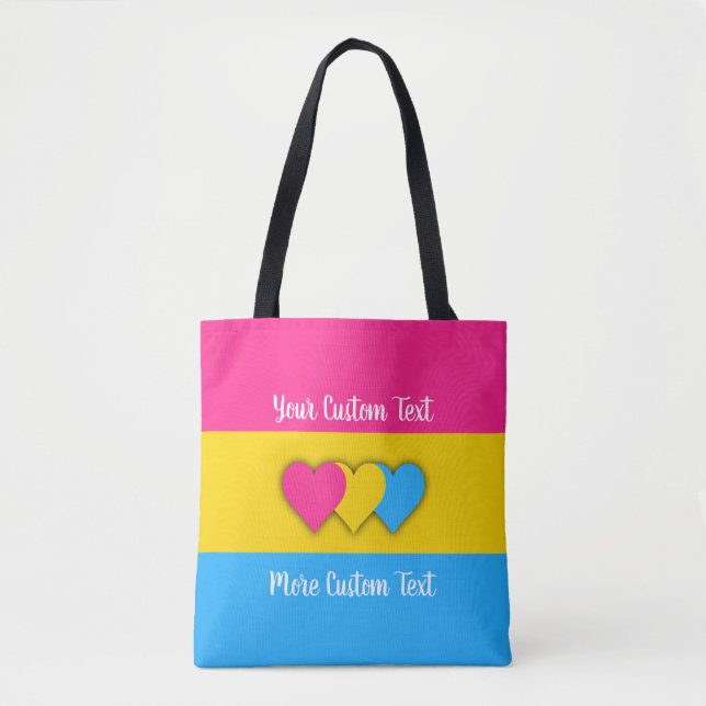Pansexuality pride flag with text tote bag (Front)