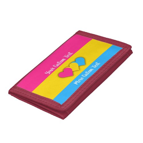 Pansexuality pride flag with text trifold wallet