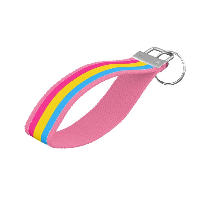 Pansexuality Pride flag Wrist Keychain (Angled Up)