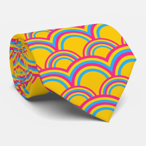Pansexuality pride flag  yellow rainbow pattern neck tie
