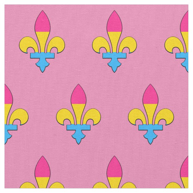 Pansexuality pride fleur-de-lis fabric (Close Up)