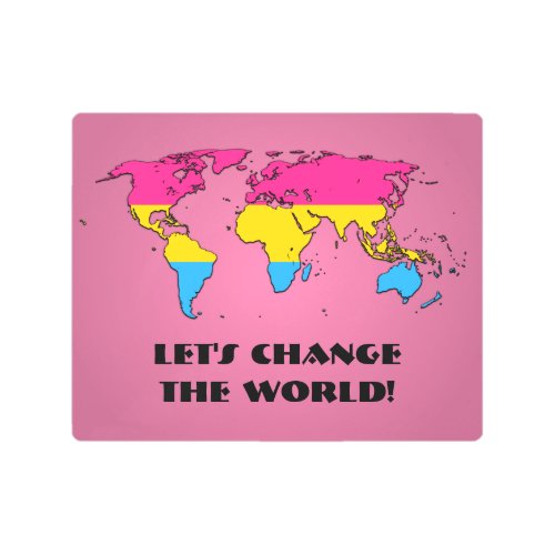 Pansexuality Pride Map of The World Metal Wall Art