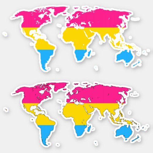 Pansexuality Pride _ Map of The World Sticker