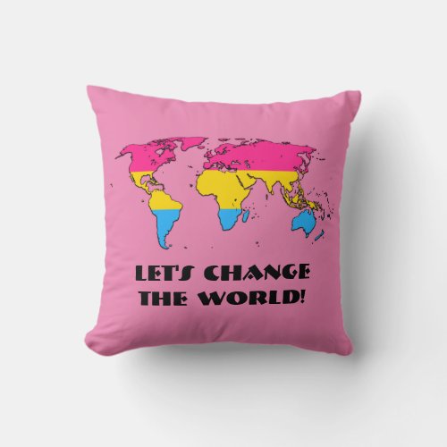 Pansexuality  Pride Map of The World Throw Pillow