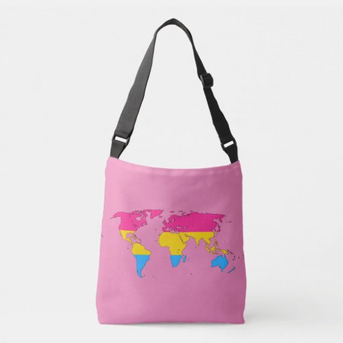 Pansexuality pride world map crossbody bag