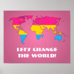 Pansexuality pride world map poster
