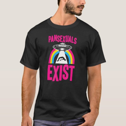 Pansexuals Exist Ufo Alien Abduction Pan Pride Rai T_Shirt