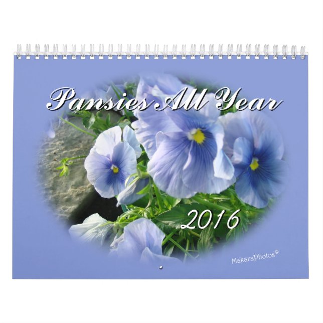 Pansies 2016 Calendar-customize year needed Calendar (Cover)