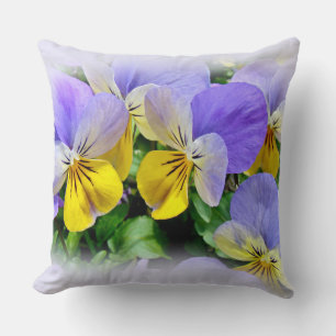 Pansies - A Springtime Treat in Purple and Yellow Throw Pillow