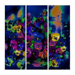 Pansies [Abstract 2] (3) 36" x 12" Triptych