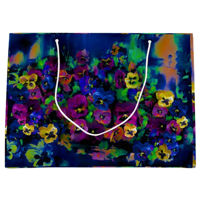 Pansies Abstract 2 Large gift bag (Front)