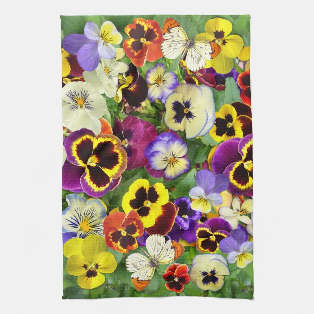 Pansies and Butterflies  Kitchen Towel (Vertical)
