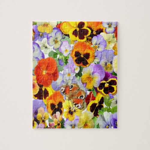 Pansies and Butterfly Jigsaw Puzzle